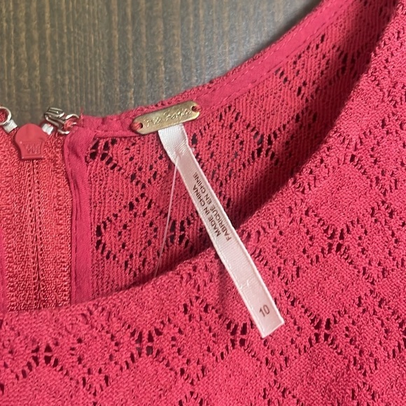 Free People Red Daisy Lace Cut Out Skater Dress Size 10 - Picture 4 of 7